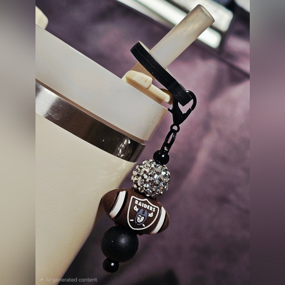 NFL Las Vegas Raiders Sparkly/Blingy Custom Created Tumbler Straw Charm
